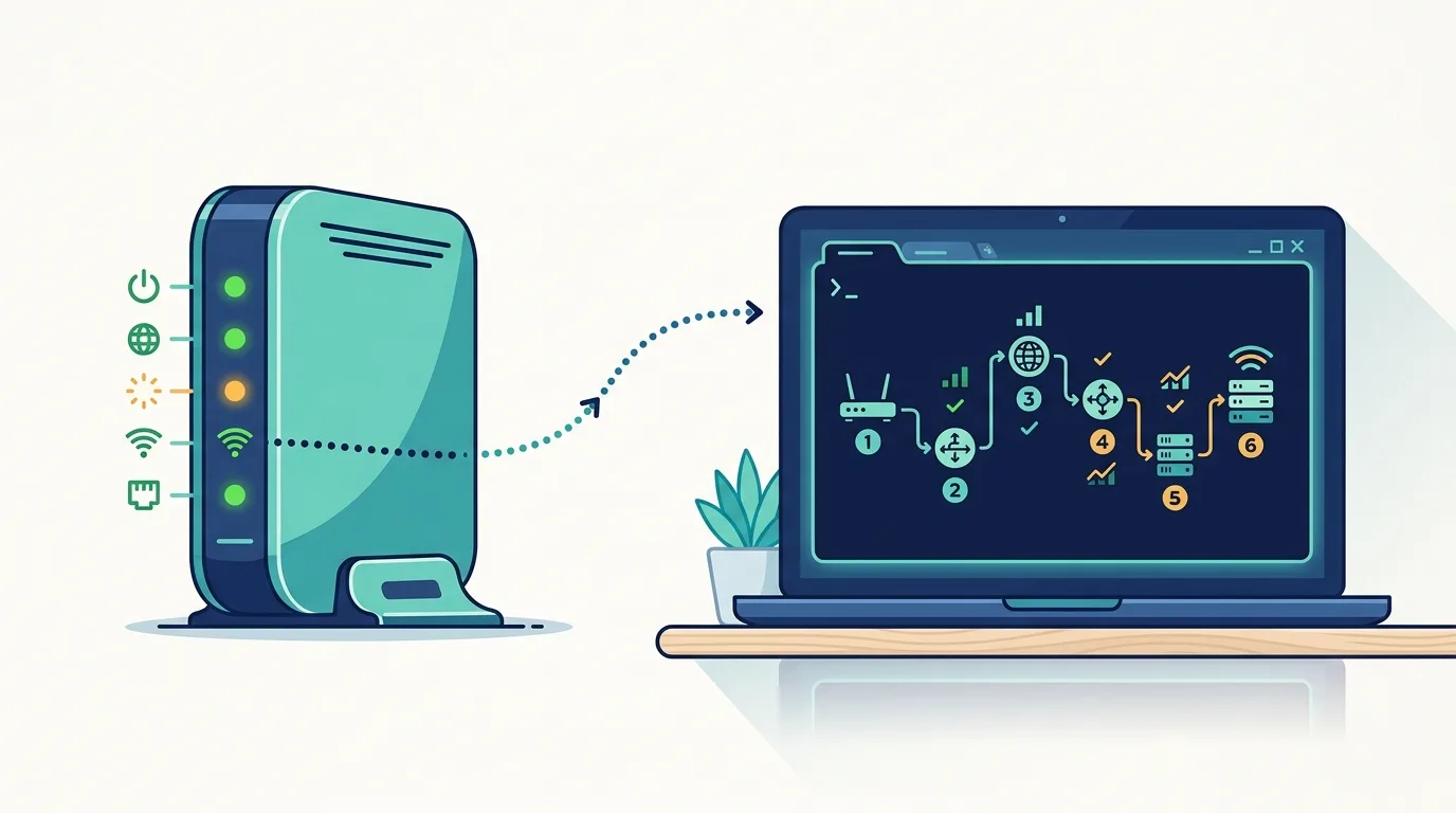 İnternet Kesintisi Nasıl Teşhis Edilir? Modem Işıkları, Ping ve Traceroute Rehberi